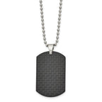 FJC Finejewelers Stainless Steel Ball Brushed Black Solid Carbon Fiber Dog Tag Necklace 22 Inches x 25.16 mm
