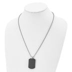 FJC Finejewelers Stainless Steel Ball Brushed Black Solid Carbon Fiber Dog Tag Necklace 22 Inches x 25.16 mm