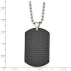 FJC Finejewelers Stainless Steel Ball Brushed Black Solid Carbon Fiber Dog Tag Necklace 22 Inches x 25.16 mm