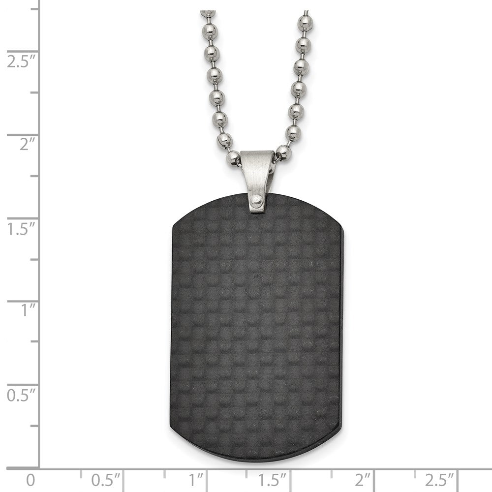 FJC Finejewelers Stainless Steel Ball Brushed Black Solid Carbon Fiber Dog Tag Necklace 22 Inches x 25.16 mm