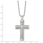 FJC Finejewelers Stainless Steel Ball with Grey Carbon Fiber Inlay Cross 24in Necklace 24 Inches x 32 mm