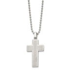 FJC Finejewelers Stainless Steel Polished Laser cut Cross 22in Necklace 22 Inches x 21 mm