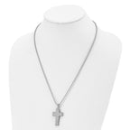 FJC Finejewelers Stainless Steel Polished Laser cut Cross 22in Necklace 22 Inches x 21 mm