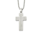FJC Finejewelers Stainless Steel Polished Laser cut Cross 22in Necklace 22 Inches x 21 mm