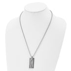 FJC Finejewelers Stainless Steel Ball Polished Wave Design Dog Tag Necklace 22 Inches x 18.68 mm