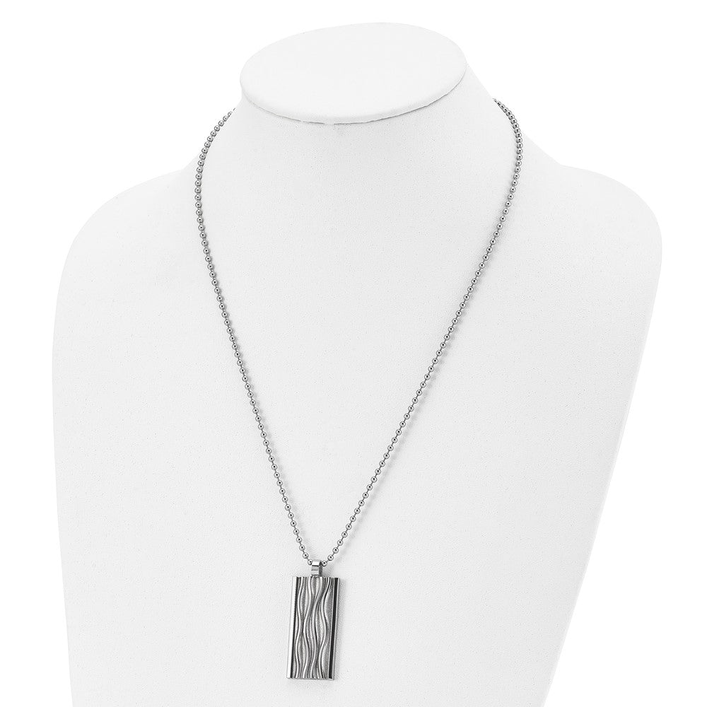 FJC Finejewelers Stainless Steel Ball Polished Wave Design Dog Tag Necklace 22 Inches x 18.68 mm