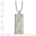 FJC Finejewelers Stainless Steel Ball Polished Wave Design Dog Tag Necklace 22 Inches x 18.68 mm