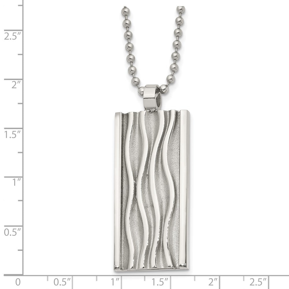 FJC Finejewelers Stainless Steel Ball Polished Wave Design Dog Tag Necklace 22 Inches x 18.68 mm