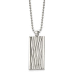 FJC Finejewelers Stainless Steel Ball Polished Wave Design Dog Tag Necklace 22 Inches x 18.68 mm
