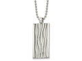 FJC Finejewelers Stainless Steel Ball Polished Wave Design Dog Tag Necklace 22 Inches x 18.68 mm