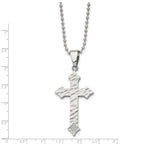 FJC Finejewelers Stainless Steel Ball and Satin Hammered with CZ Cross Necklace 22 Inches x 26 mm