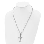 FJC Finejewelers Stainless Steel Ball and Satin Hammered with CZ Cross Necklace 22 Inches x 26 mm