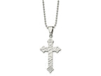 FJC Finejewelers Stainless Steel Ball and Satin Hammered with CZ Cross Necklace 22 Inches x 26 mm