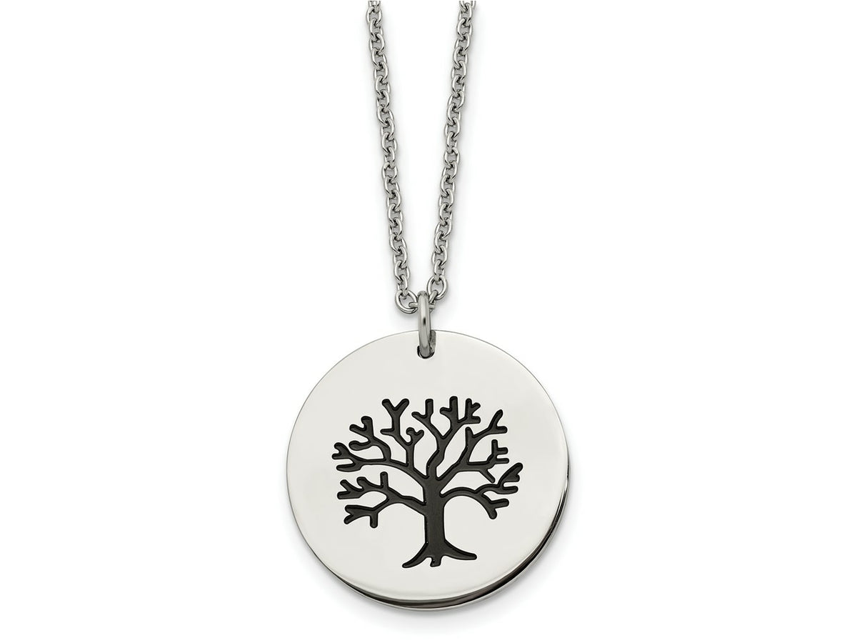 FJC Finejewelers Stainless Steel Polished and Enameled Family Tree of Life Necklace 22 Inches x 25.03 mm