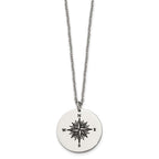 FJC Finejewelers Stainless Steel Polished Enamel ALL WHO WANDER Compass Necklace 22 Inches x 24.92 mm