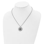 FJC Finejewelers Stainless Steel Polished Enamel ALL WHO WANDER Compass Necklace 22 Inches x 24.92 mm