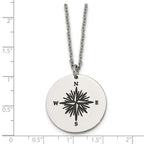 FJC Finejewelers Stainless Steel Polished Enamel ALL WHO WANDER Compass Necklace 22 Inches x 24.92 mm