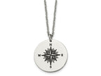 FJC Finejewelers Stainless Steel Polished Enamel ALL WHO WANDER Compass Necklace 22 Inches x 24.92 mm