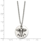 FJC Finejewelers Stainless Steel Cable and Enameled Bumble Bee BRAVE Necklace 22 Inches x 22.07 mm