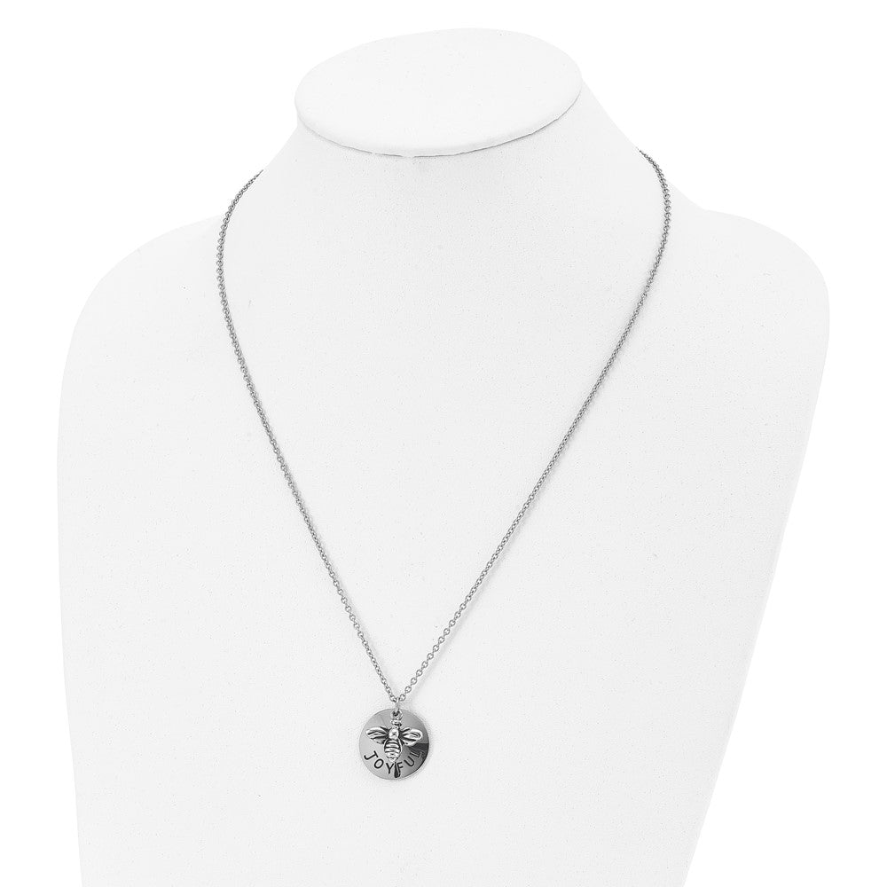 FJC Finejewelers Stainless Steel and Enameled Bumble Bee JOYFUL Necklace 22 Inches x 21.97 mm