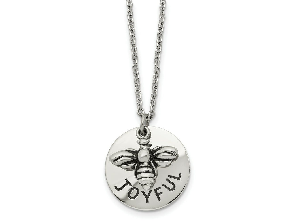 FJC Finejewelers Stainless Steel and Enameled Bumble Bee JOYFUL Necklace 22 Inches x 21.97 mm