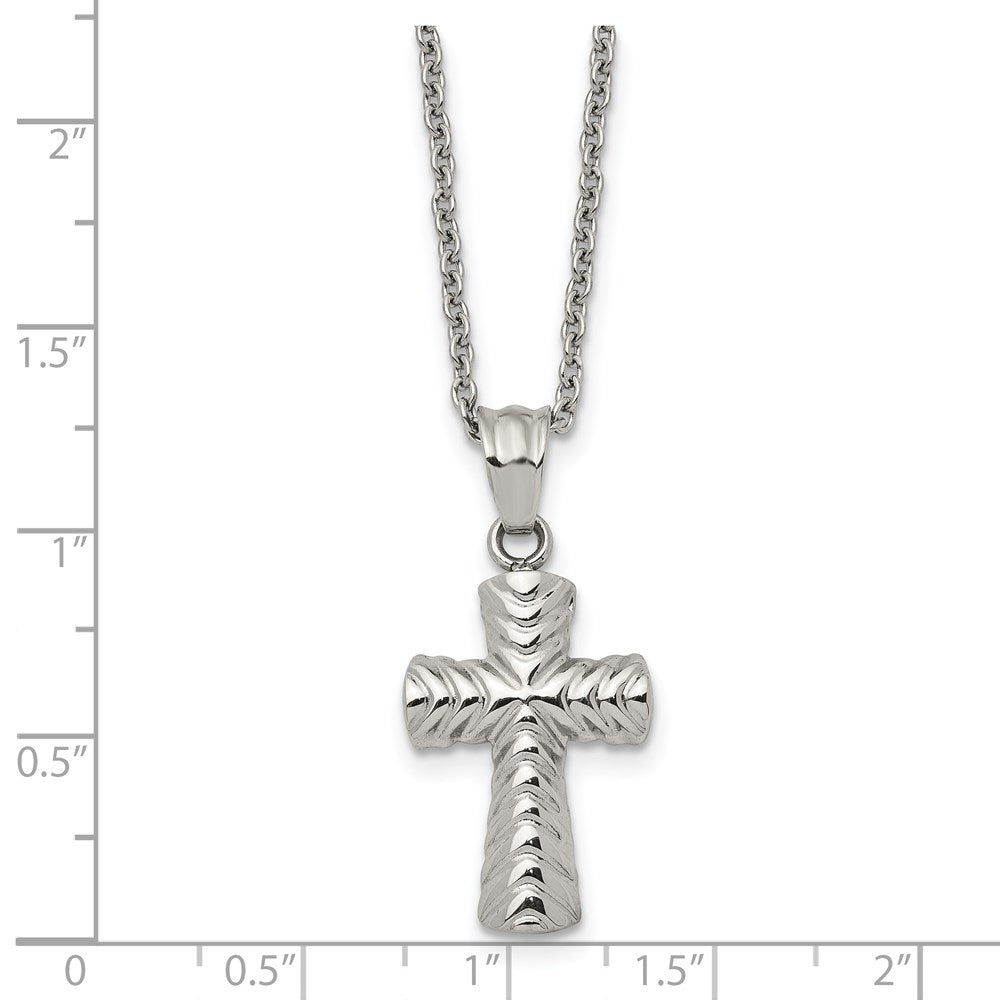 FJC Finejewelers Stainless Steel Cable and Textured Cross Necklace 22 Inches x 15 mm