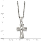 FJC Finejewelers Stainless Steel Cable and Textured Cross Necklace 22 Inches x 15 mm