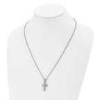 FJC Finejewelers Stainless Steel Cable and Textured Cross Necklace 22 Inches x 15 mm