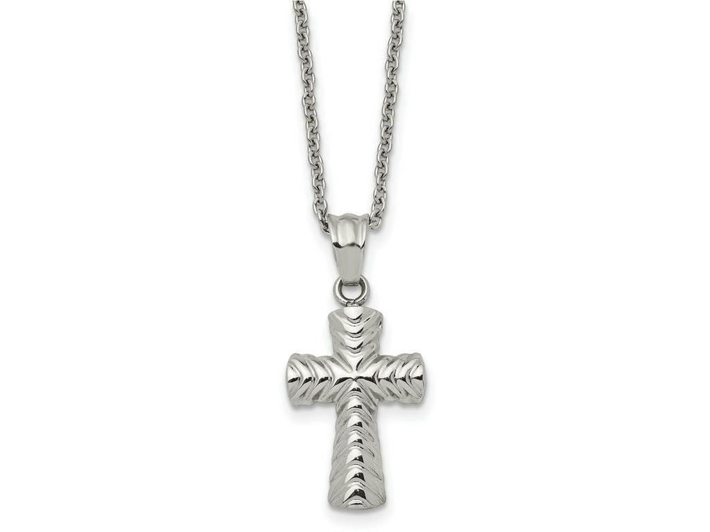FJC Finejewelers Stainless Steel Cable and Textured Cross Necklace 22 Inches x 15 mm