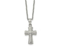 FJC Finejewelers Stainless Steel Cable and Textured Cross Necklace 22 Inches x 15 mm