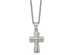FJC Finejewelers Stainless Steel Cable and Textured Cross Necklace 22 Inches x 15 mm