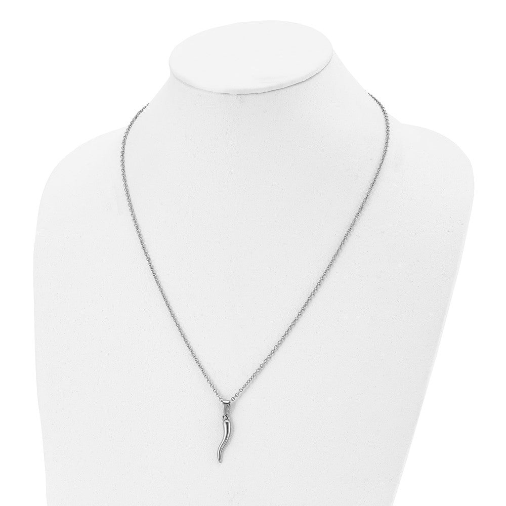 FJC Finejewelers Stainless Steel Polished Italian Horn 22in Necklace 22 Inches x 4.17 mm