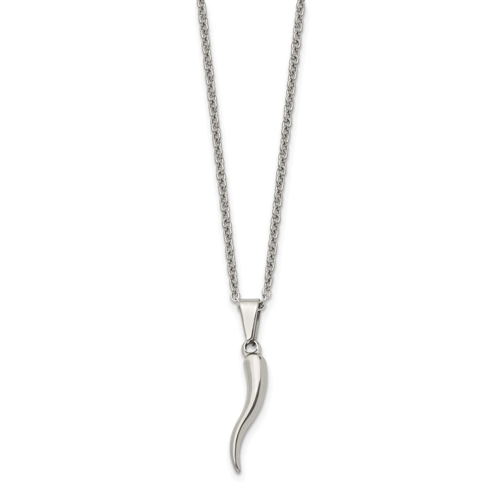 FJC Finejewelers Stainless Steel Polished Italian Horn 22in Necklace 22 Inches x 4.17 mm
