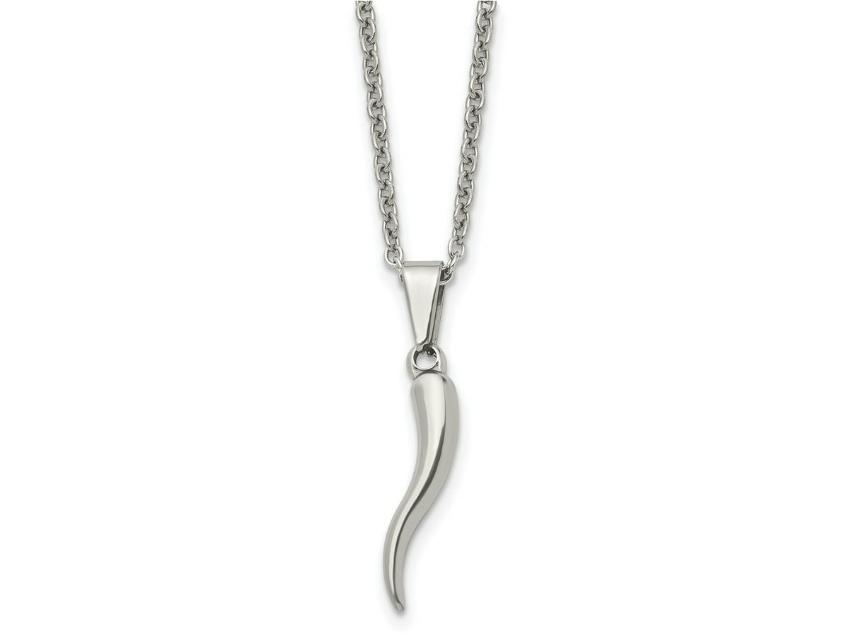 FJC Finejewelers Stainless Steel Polished Italian Horn 22in Necklace 22 Inches x 4.17 mm