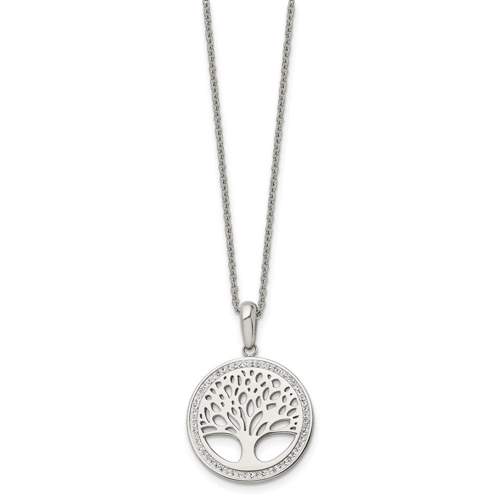 FJC Finejewelers Stainless Steel with Preciosa Crystal Tree of Life with 2in ext Necklace 16 Inches x 23.95 mm