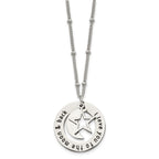 FJC Finejewelers Stainless Steel Polished Enameled I LOVE YOU TO THE MOON Necklace 20 Inches x 29.55 mm