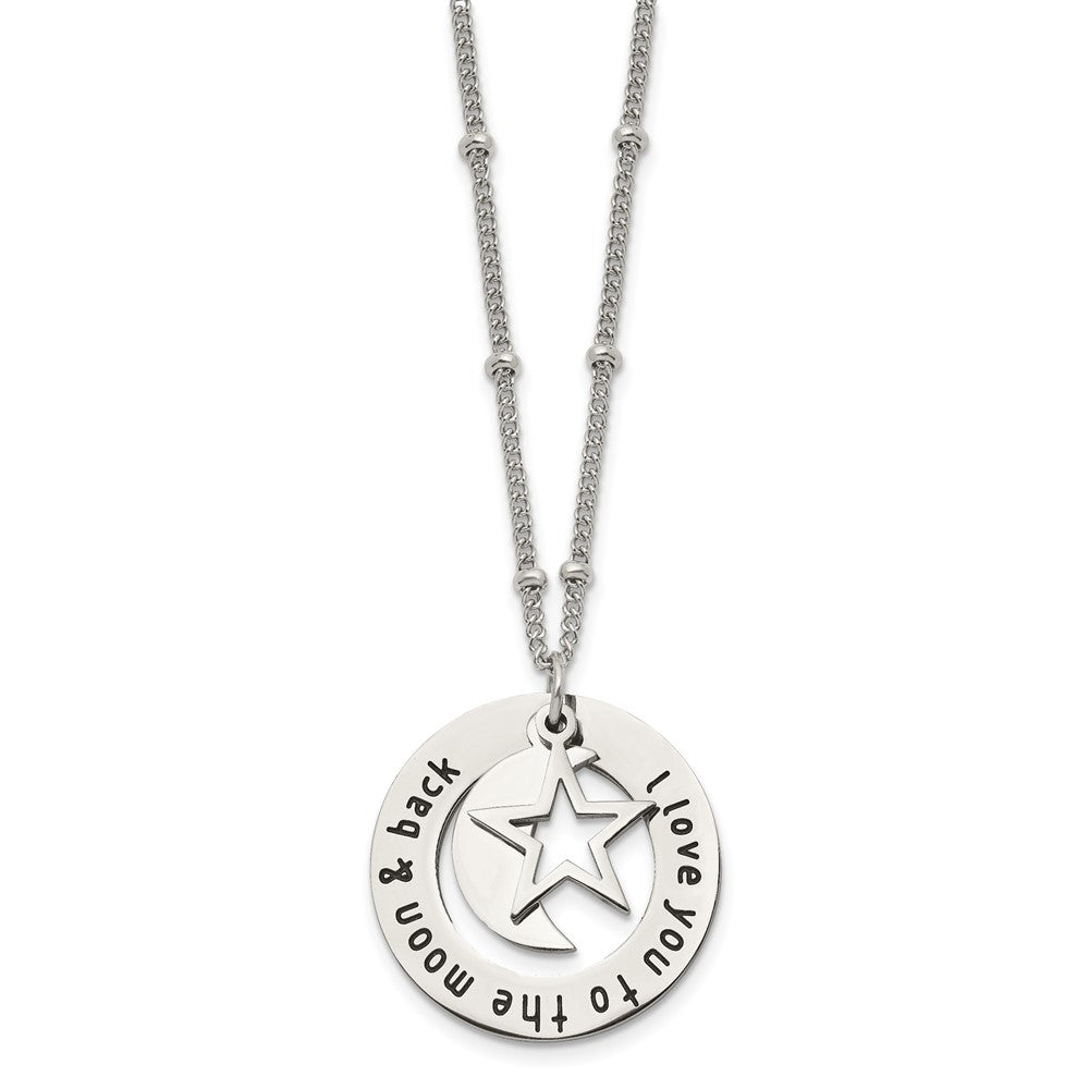 FJC Finejewelers Stainless Steel Polished Enameled I LOVE YOU TO THE MOON Necklace 20 Inches x 29.55 mm