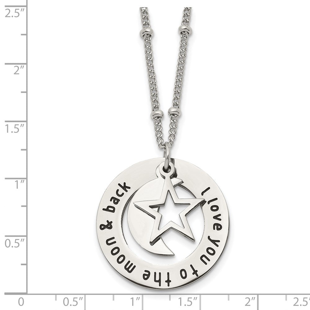 FJC Finejewelers Stainless Steel Polished Enameled I LOVE YOU TO THE MOON Necklace 20 Inches x 29.55 mm