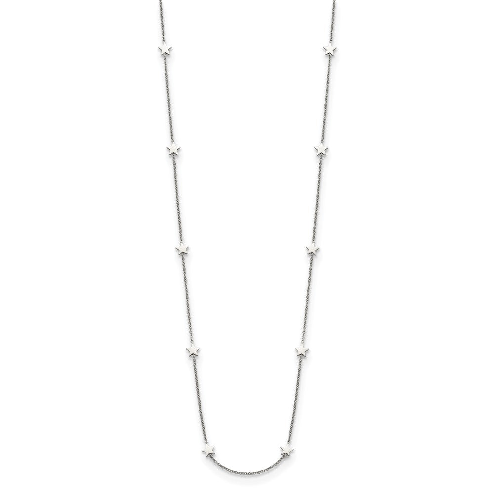 FJC Finejewelers Stainless Steel Cable Polished Stars Necklace 35 Inches x 8.77 mm