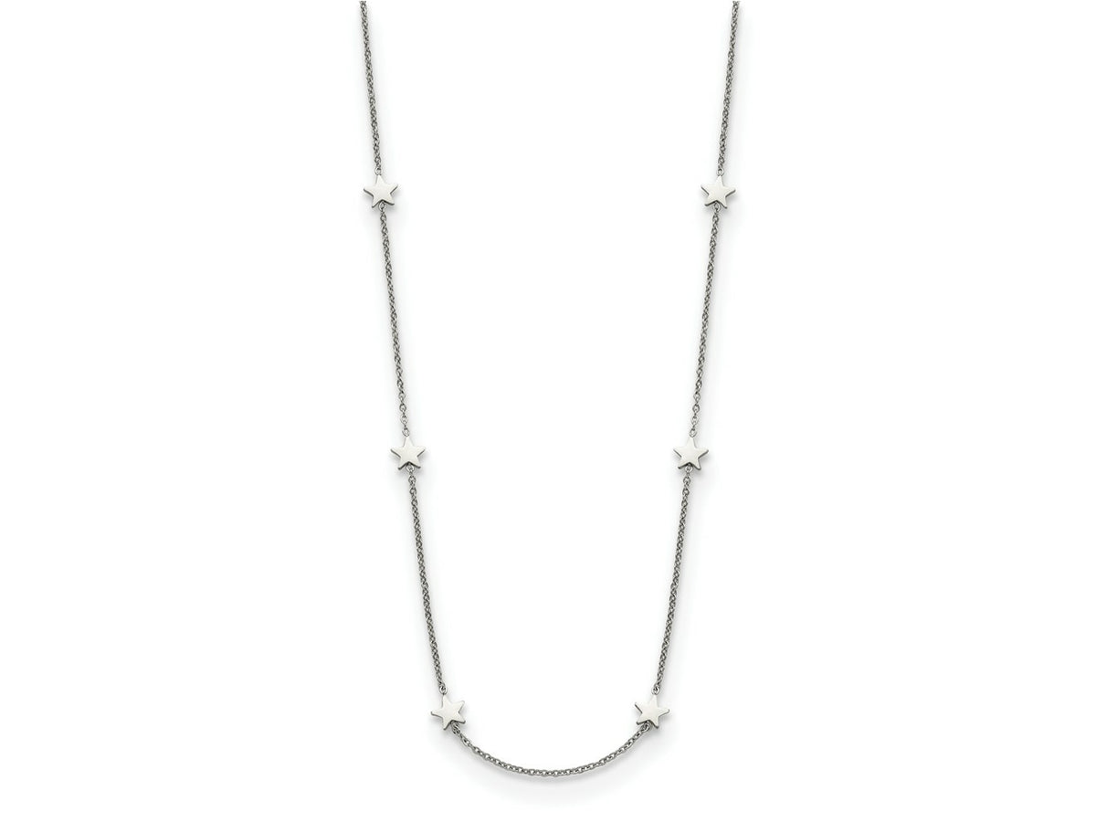 FJC Finejewelers Stainless Steel Cable Polished Stars Necklace 35 Inches x 8.77 mm