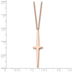 FJC Finejewelers Stainless Steel Cable Rose IP-plated Cross 2 in ext Necklace 16 Inches x 9 mm