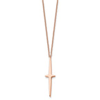 FJC Finejewelers Stainless Steel Cable Rose IP-plated Cross 2 in ext Necklace 16 Inches x 9 mm