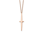 FJC Finejewelers Stainless Steel Cable Rose IP-plated Cross 2 in ext Necklace 16 Inches x 9 mm