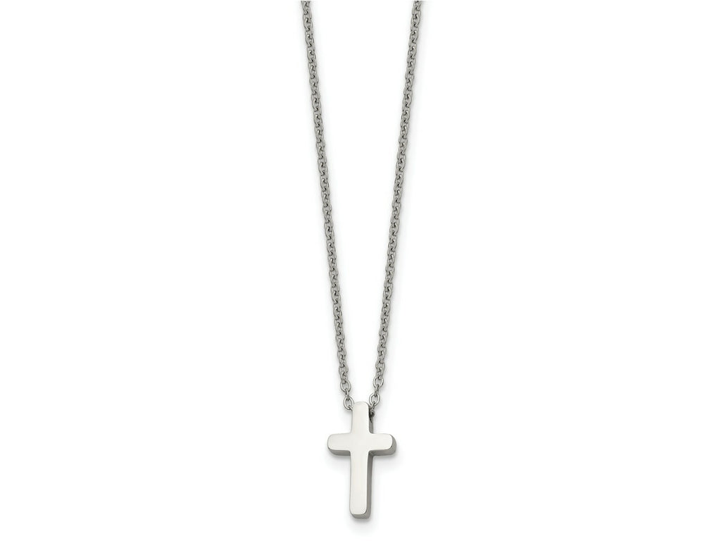 FJC Finejewelers Stainless Steel Cable Cross with 1 in ext Necklace 16 Inches x 8 mm