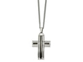 FJC Finejewelers Stainless Steel Spiga with Black Carbon Fiber Inlay Cross Necklace 24 Inches x 35