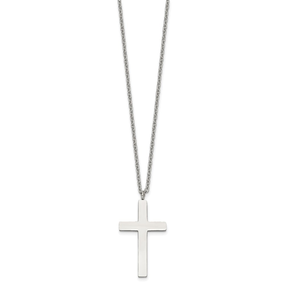 FJC Finejewelers Stainless Steel Polished Cross Necklace 18 Inches x 19 mm