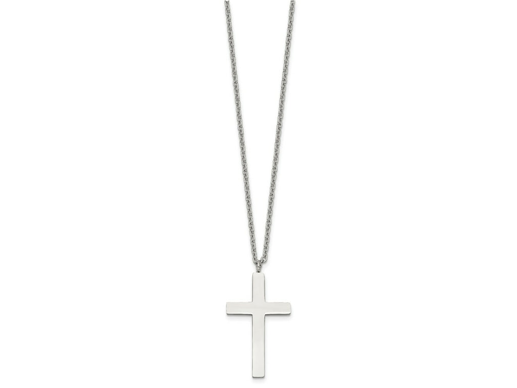 FJC Finejewelers Stainless Steel Polished Cross Necklace 18 Inches x 19 mm