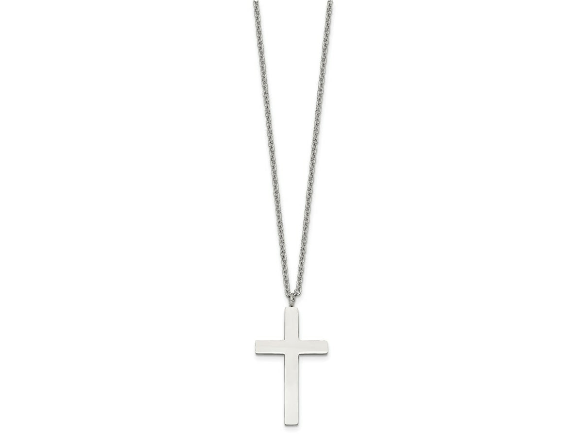 FJC Finejewelers Stainless Steel Polished Cross Necklace 18 Inches x 19 mm