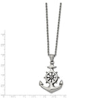 FJC Finejewelers Stainless Steel Antiqued and Polished Anchor 24in Necklace 24 Inches x 30.38 mm