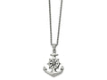 FJC Finejewelers Stainless Steel Antiqued and Polished Anchor 24in Necklace 24 Inches x 30.38 mm